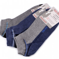 Pánske bavlnené ponožky členkové, 3 pár, mix sivá; šedá; modrá;